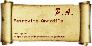 Petrovits András névjegykártya